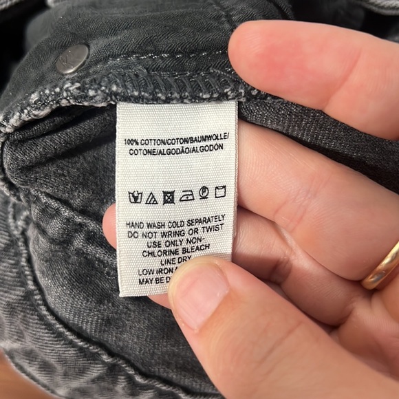 We The Free Rainn Distressed Black denim mini skirt Sz 26 - Picture 7 of 7